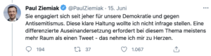 Ziemiak: "Eine differenzierte Auseinandersetzung erfordert bei diesem Thema meistens mehr Raum als einen Tweet - das nehme ich mir zu Herzen."