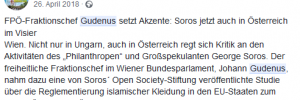 "Zuerst!": Lob für antisemitische Kampagne von Gudenus (Screenshot Facebook)