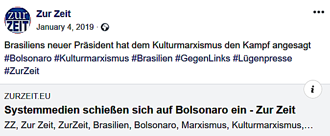 ZZ rückt zur Bolsanaro-Verteidigung gegen die "Lügenpresse" und "Systemmedien" aus