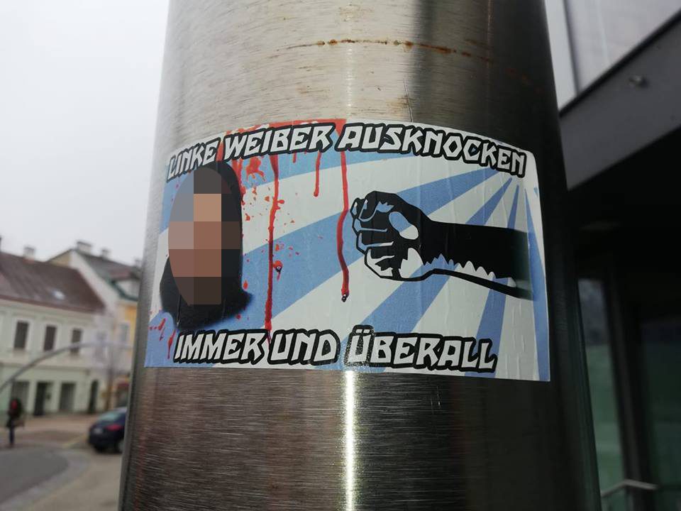 Aufkleber in Bruck/Leitha (Foto via Twitter @reginapetrik)