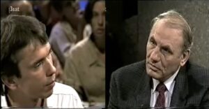 Helmut Pilhar und Ryke Geerd Hamer bei der Talksendung "3nach9" am 18.8.1995