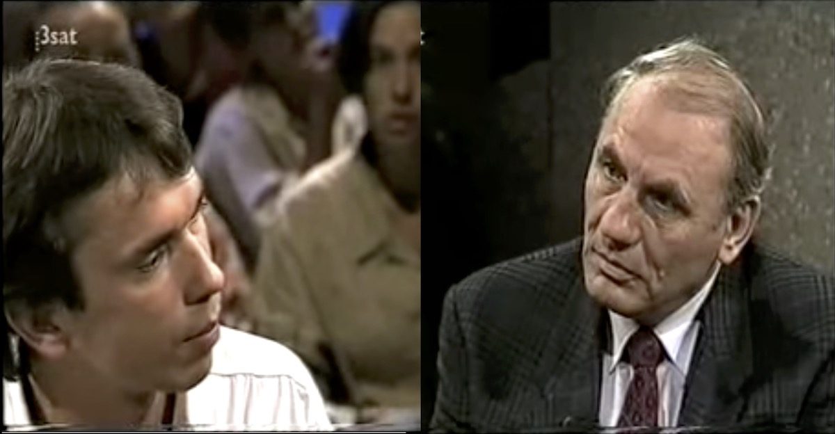 Helmut Pilhar und Ryke Geerd Hamer bei der Talksendung "3nach9" am 18.8.1995