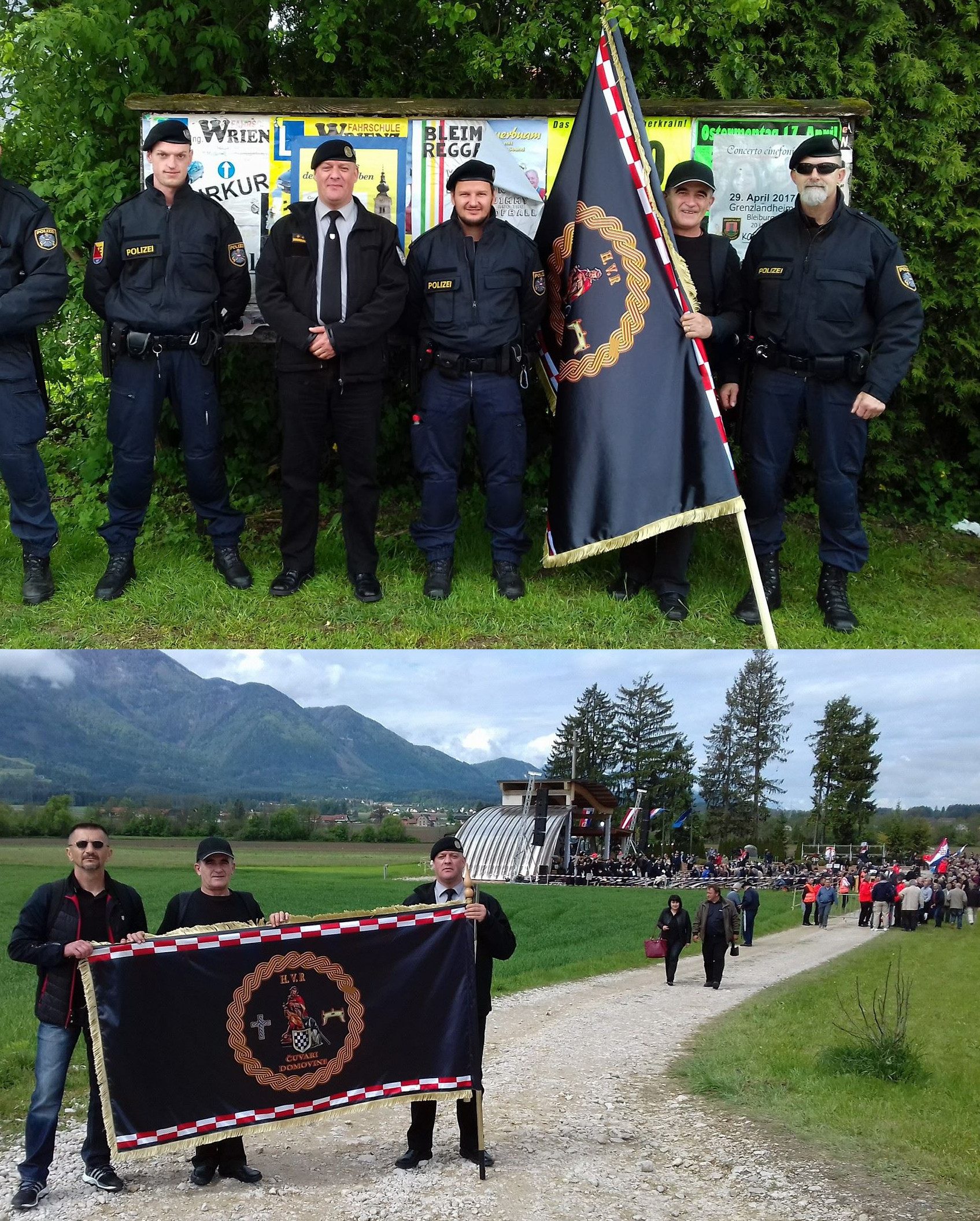 Die Polizei ignorierte Hitlergrüße und verbotene Symbole zum allergrößten Teil. Für ein gemeinsames Foto mit dem faschistischen Ustaša-Ritterorden „H.V.R Čuvari Domovine“ posiert man aber gern. "Freund und Helfer", einmal anders...