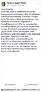 Reinhard Bösch auf Facebook: "Völliger Unfug"