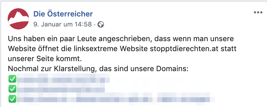 Statt "Die Österreicher" kommt "Stoppt die Rechten"