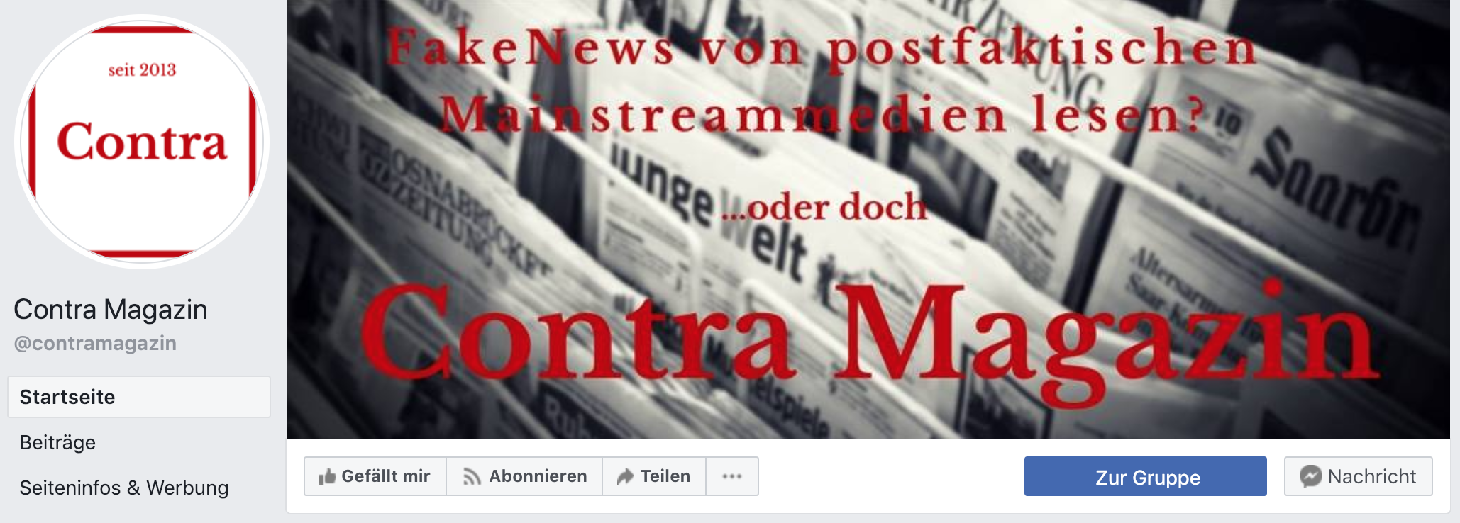 Contra Magazin auf Facebook