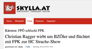 Skylla gegen die FPÖ al "HC Strache-Show" (Quelle: skylla.at, Mai 2012)