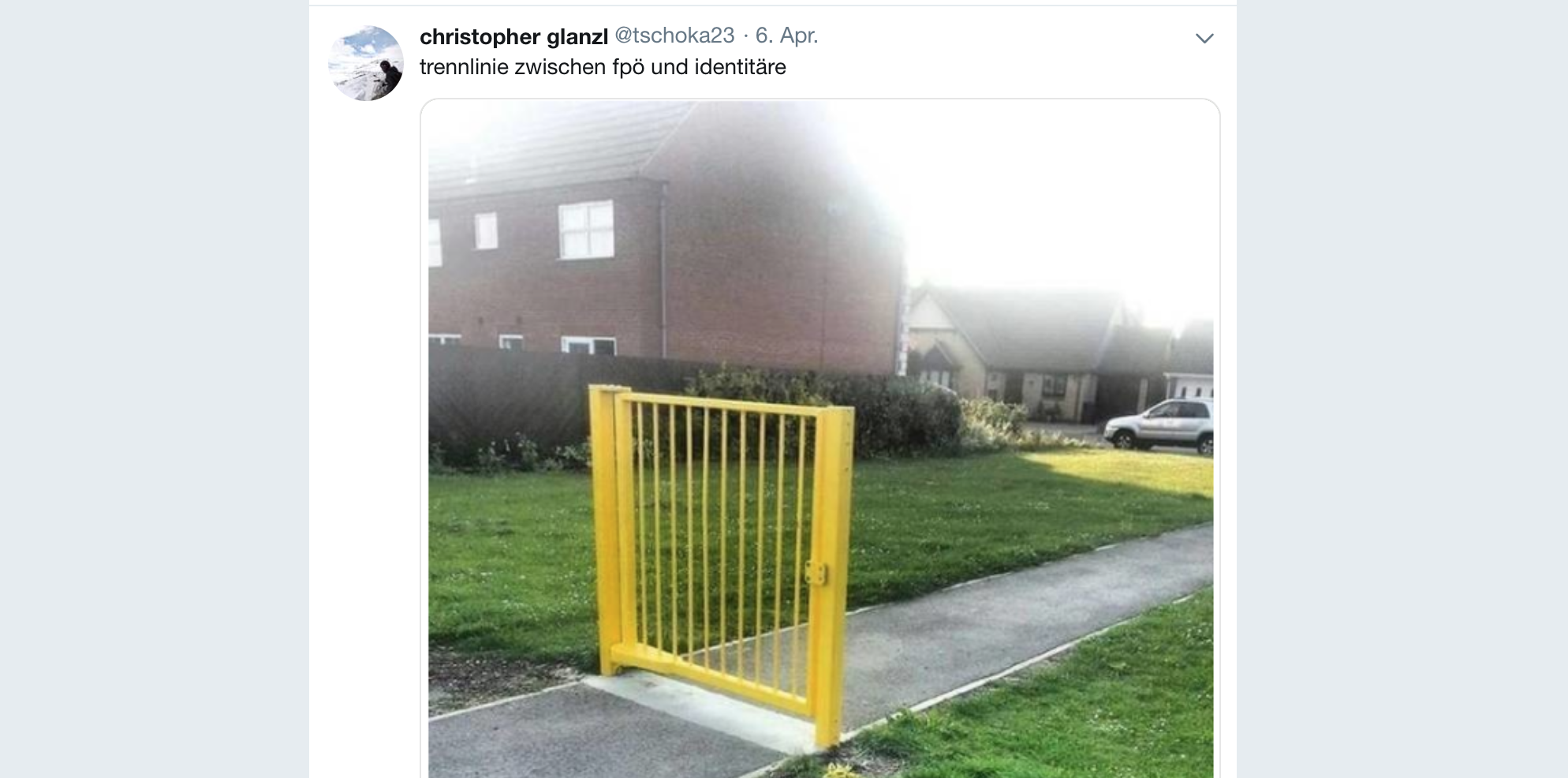 Trennlinie FPÖ-Identitäre (Tweet Christopher Glanzl, 6.4.19)