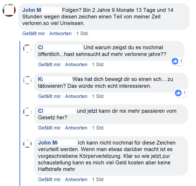 John M.: "Bin 2 Jahre, 9 Monate, 13 Tage und 14 Stunden wegen diesen Zeichen einen Teil von meiner Zeit verloren.so viel Unwissen." (Screenshot Facebook)