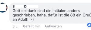 Kommentar zum 88er-Kennzeichen (Screenshot Facebook)