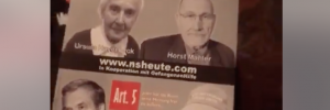 Larisch wirbt aus Krems mit Folder für Kampagne von "N.S. Heute" (= Sascha Krolzig)