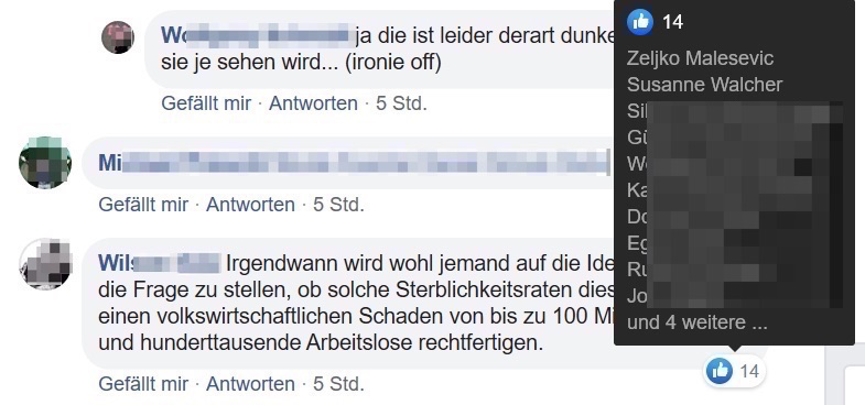 Likes von Malesevic und Walcher