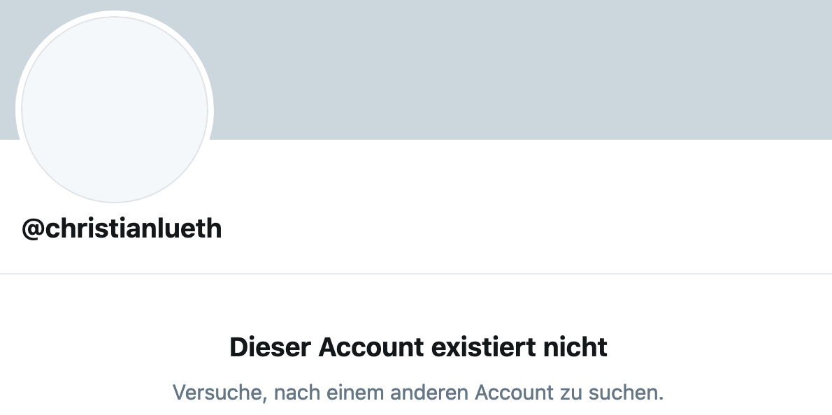 Christan Lüth hat nach Bekanntwerden seiner Aussagen seinen Twitter-Account gelöscht