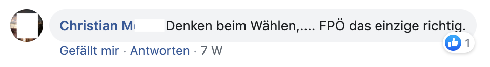 M. bei Schießl: "Denken beim Wählen,.... FPÖ das einzige richtig."