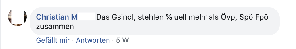 M. bei Schießl: „Das Gsindl, stehlen %uell mehr als Övp, Spö, Fpö zusammen.“