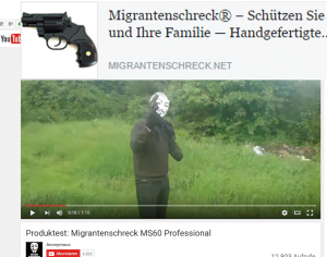 Bildliche Zusammenstellung: Das rechte "Anonymous.Kollektiv" und die rassistischen Waffenhändler von "Migrantenschreck"