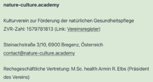 Die "nature-culture.academy" mit Armin Elbs als Präsident (Screenshot Website)