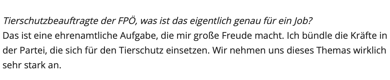 Philippa Strache in Kronen Zeitung 31.3.19: Tierschutzbeauftragte ist "eine ehrenamtliche Aufgabe"