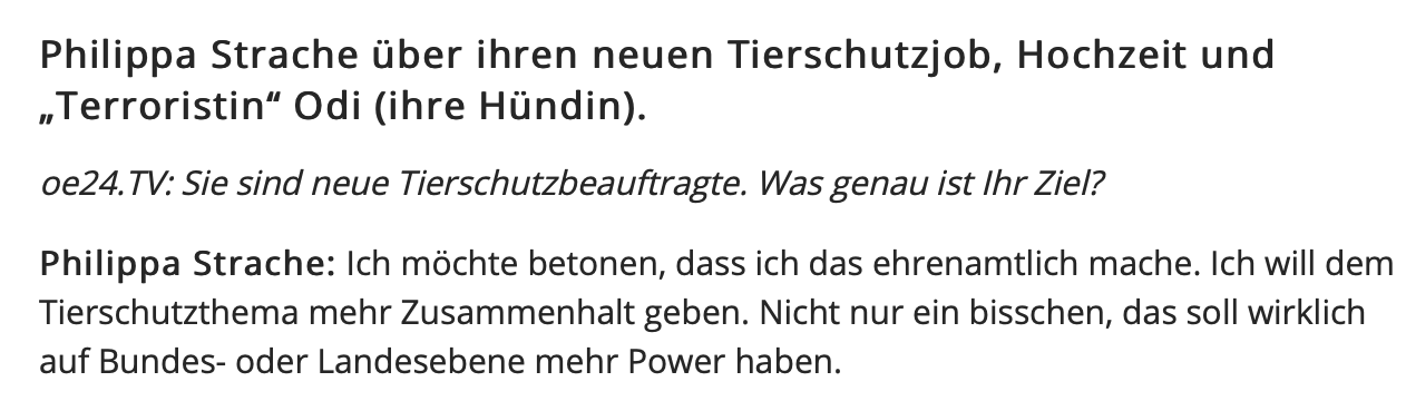 Philippa Strache in oe24.TV 13.9.18: "Ich möchte betonen, dass ich das ehrenamtlich mache."