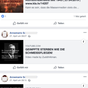 TonalitÃ¤t auf FB-Account von S.: VerschwÃ¶rungstheorien