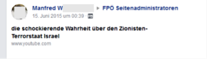 Antisemitismus von Manfred W.: "Zionisten-Terrorstaat Israel"