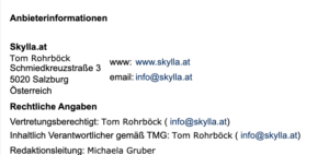 Impressum skylla.at mit Rohrboeck