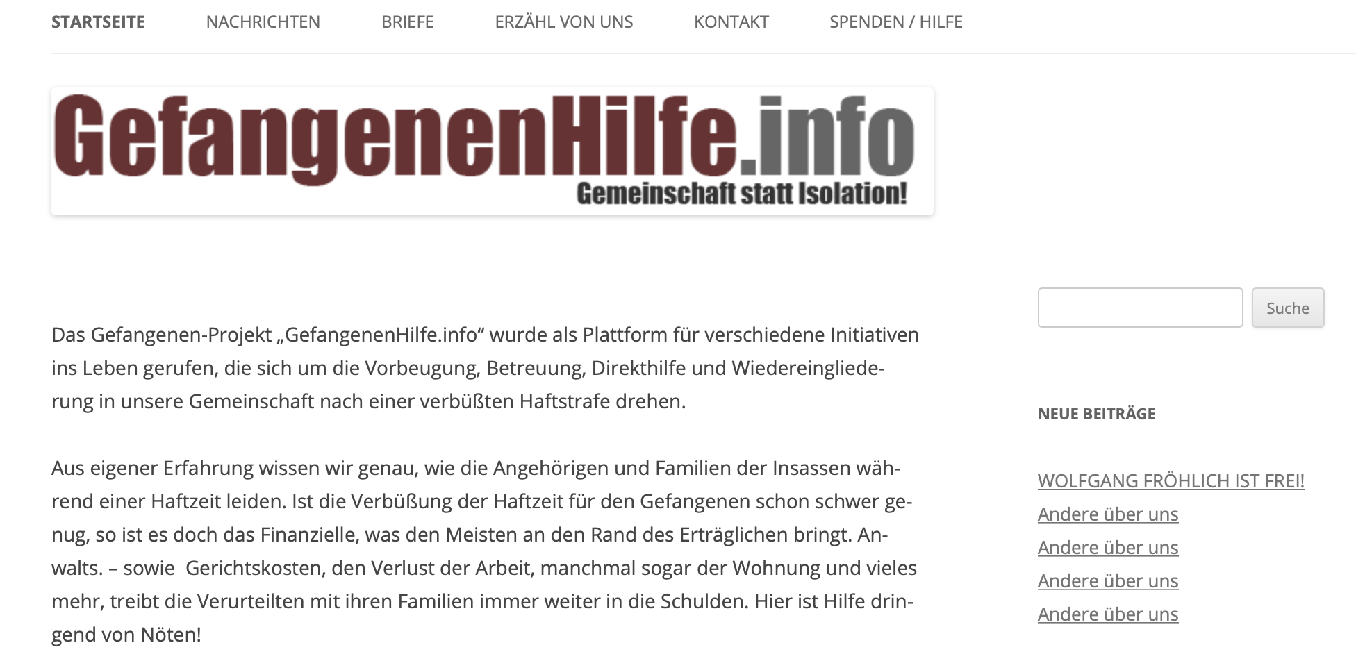 Website "Gefangenenhilfe"