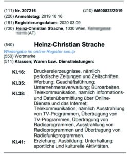 Wortmarke "Heinz-Christian Strache"