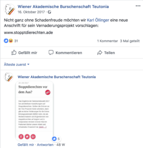 Posting Teutonia zu SdR (Screenshot FB)