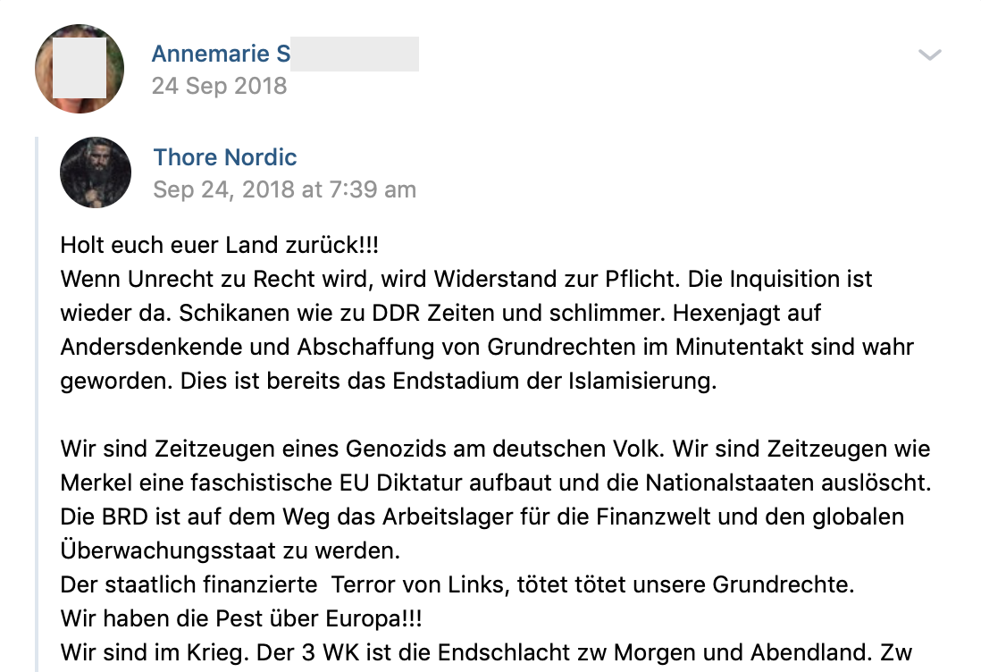 S. teilt Thore Nordic „Holt euch euer Land zurück!!!" (vk.com 24.9.18)