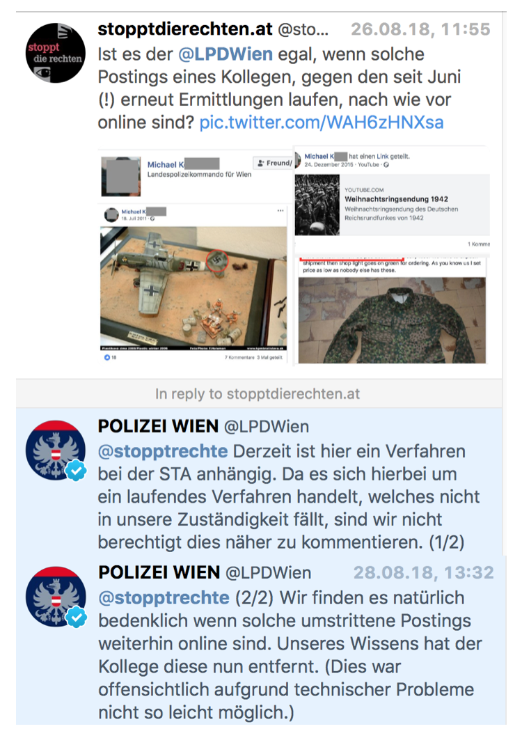 Twitter SdR an LPD Wien zu Michael K.