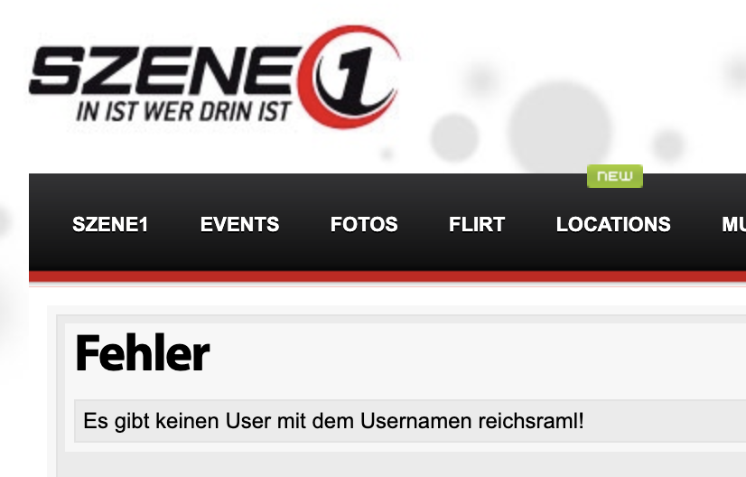 aktuelle Abfrage: "Es gibt keinen User mit dem Usernamen reichsraml!"