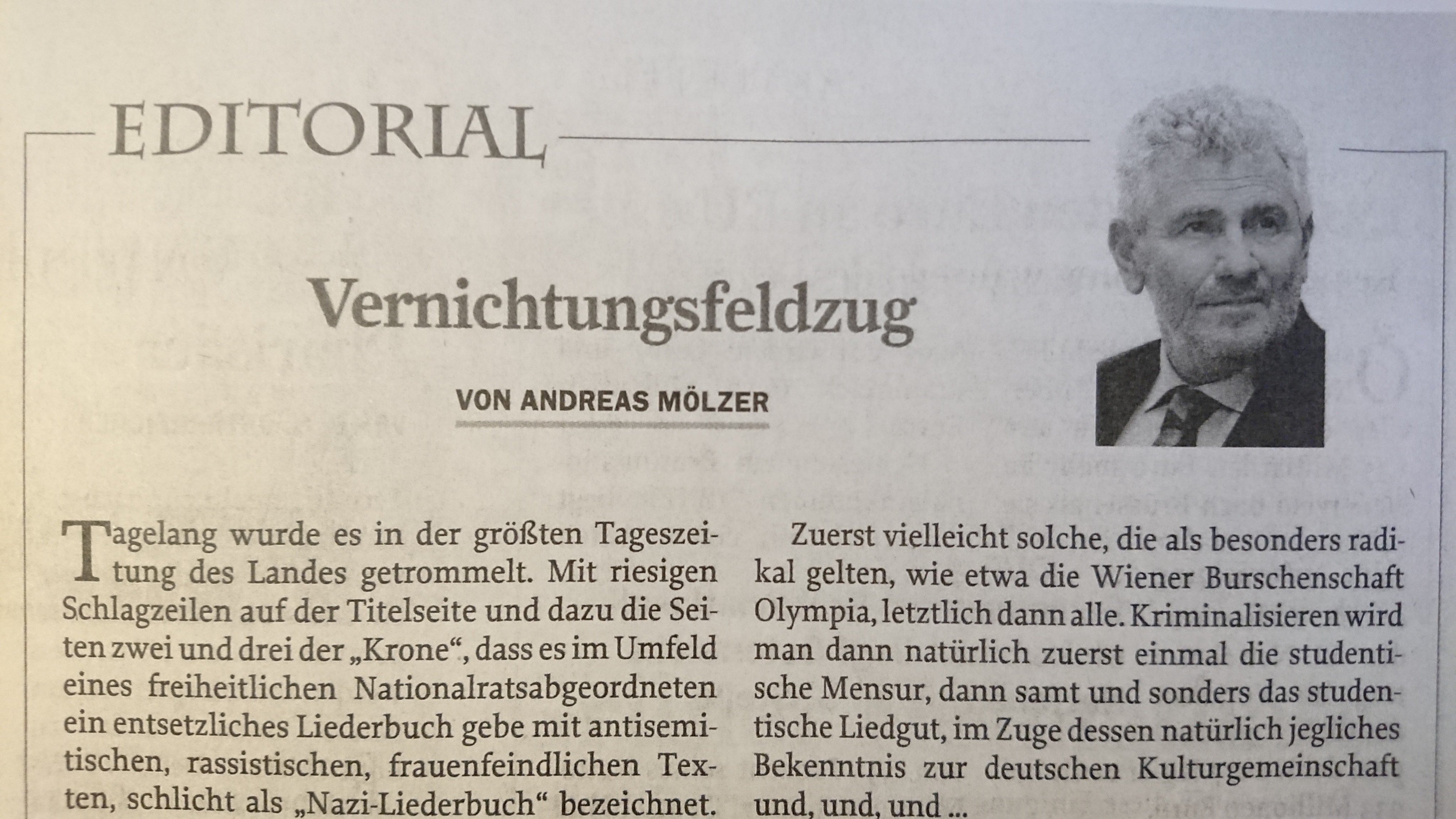 Andreas Mölzer in Zur Zeit: "Vernichtungsfeldzug"