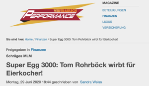 Die Eierkocher des Tom Rohrböck (Quelle: Rohrböck-nahes Medium "Vertraulich Performance")