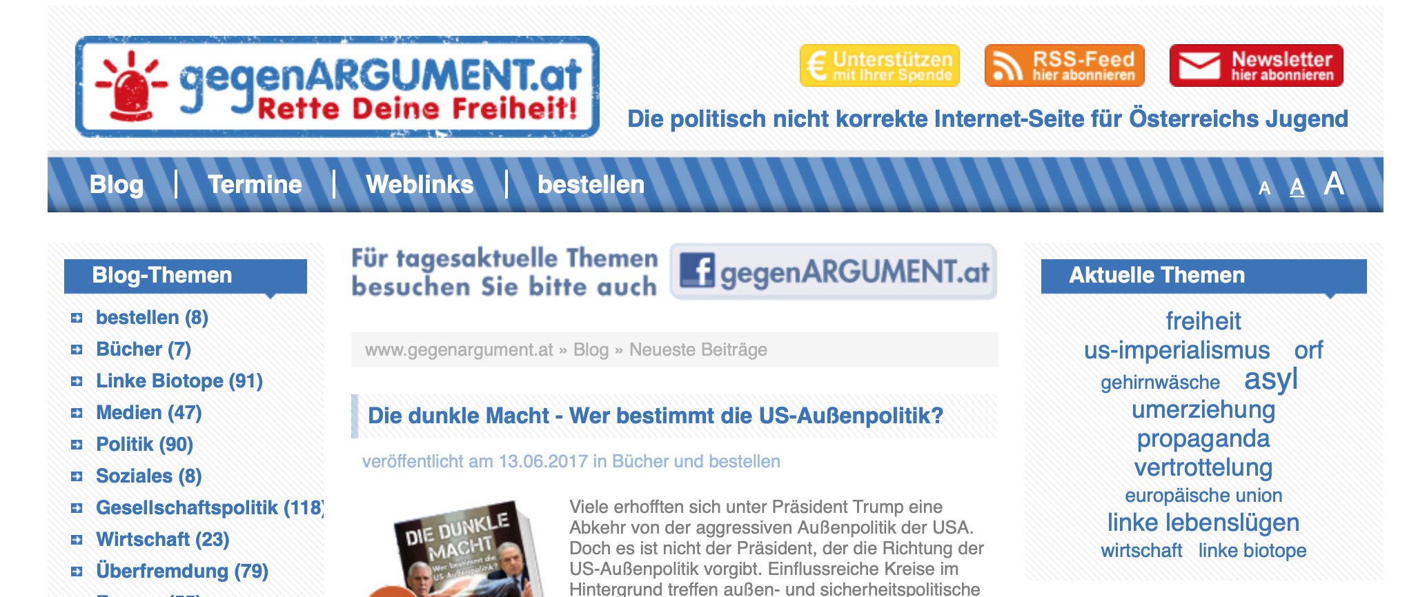 Website "gegenARGUMENT" Aula-Verlag