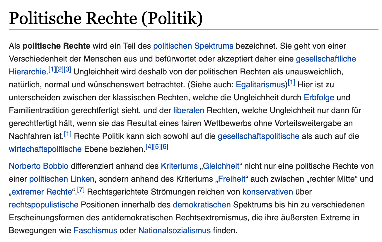 Wikipedia zu "Politische Rechte"