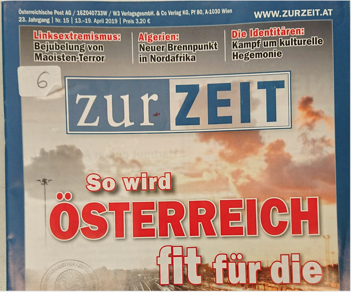 Cover Zur Zeit 15/2019: Während ZZ dem Massenmörder Antonescu huldigt, erregt sich "Zur Zeit", dass Linksextreme den "Maoisten-Terror" bejubeln würden